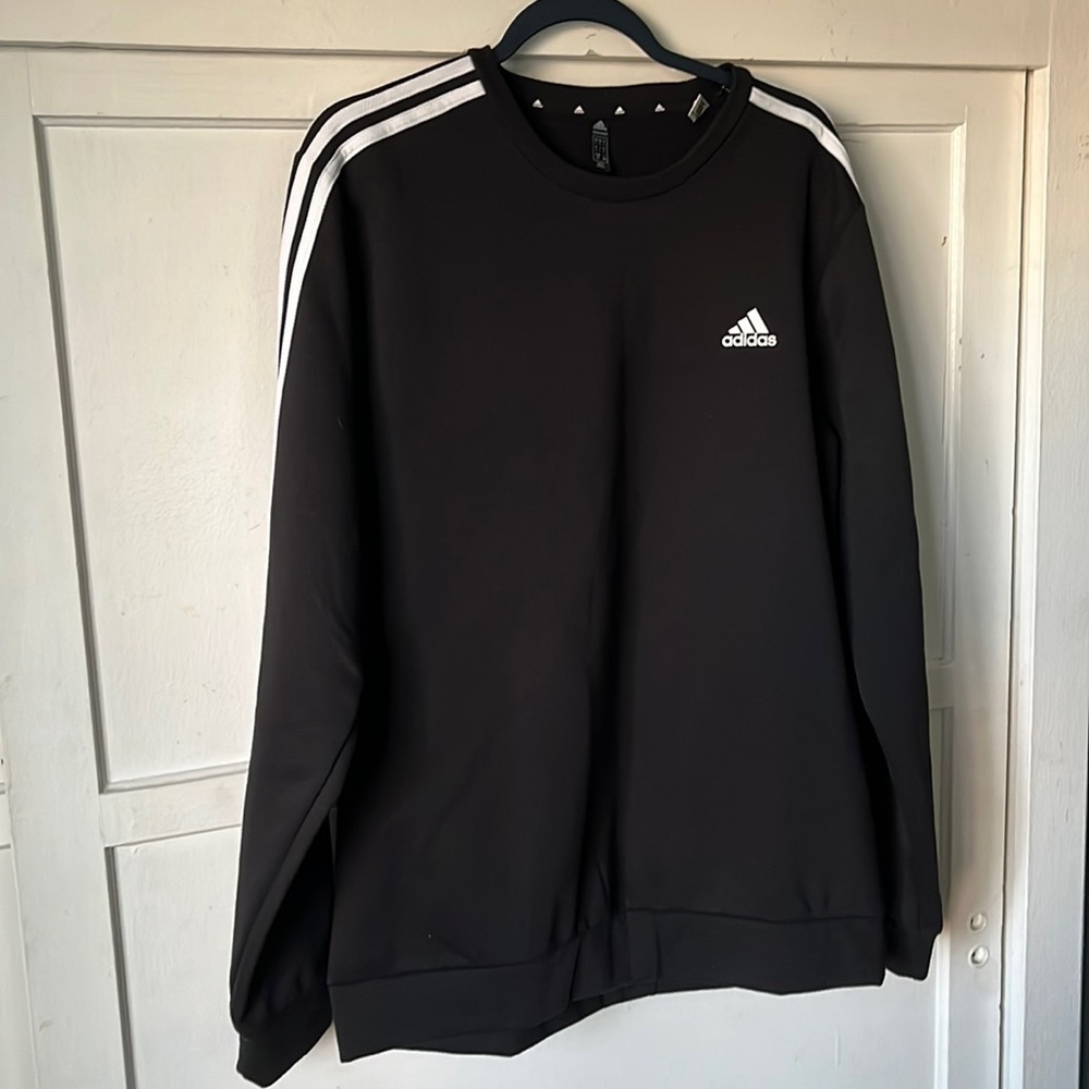 adidas Mens Pullover Crew Long Sleeve Black Large